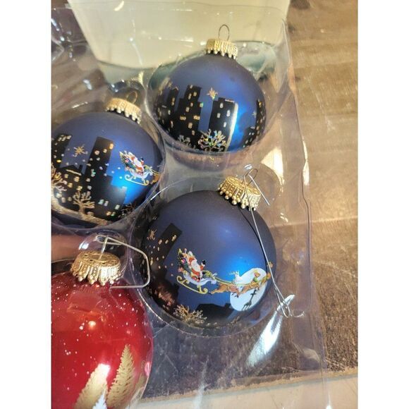 Krebs exclusive designer Santa Sleigh Ride City reindeer blown glass ball orname - Picture 5 of 7